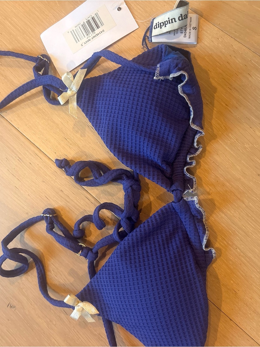 Royal Blue Ruffle Triangle Bikini Set - Picture 5 of 5
